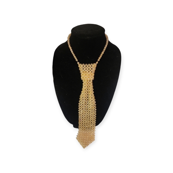 Vintage Jewelry - Vintage Beaded Neck Tie Neckline 70s